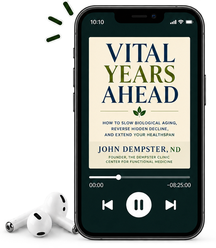Vital Years Ahead audiobook playing on a phone